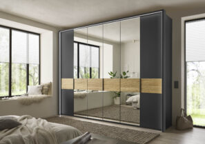 Acapulco Kleiderschrank grau mit Spiegel - individuell planbar