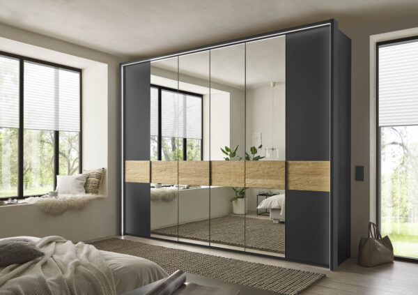 ACAPULCO_14_Graphit-D.,Abs.Riffholz_DTS300cm,H236cm m.PPT+uml.Bel,4 Spiegeltueren