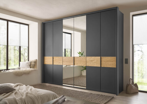 ACAPULCO_16_Graphit-D.,Abs.Riffholz_DTS300cm,H236cm m.PPT,2 Spiegeltueren