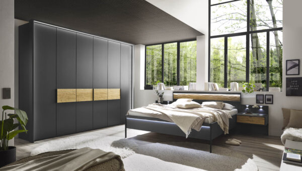 ACAPULCO_1_Graphit-D.,Abs.Riffholz_DTS300cm,H236cm m.PPT+uml.Bel_Bett 180x200cm m.KT+FT-Bel_Naka 1SK