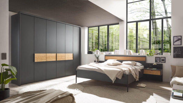 ACAPULCO_3_Graphit-D.,Abs.Riffholz_DTS300cm,H236cm m.PPT_Bett 180x200cm_Naka 1SK schwebend m.Paneel