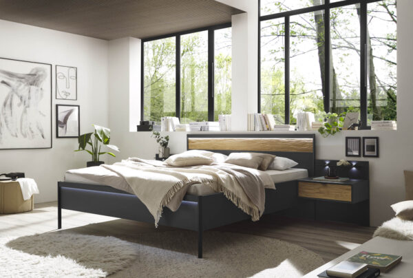 ACAPULCO_6_Graphit-D.,Abs.Riffholz_Bett 180x200cm m.KT+FT-Bel_Naka 1SK schwebend m.Paneel+Bel