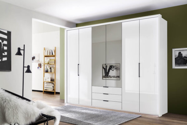 MONACO_1000_2000_1614_19_Weiss_FKT_DTS_300cm_3SK_Fr.Gl.Weiss_Spiegel_Griffe_Schiefer_PPT_mit_uml.LED-B